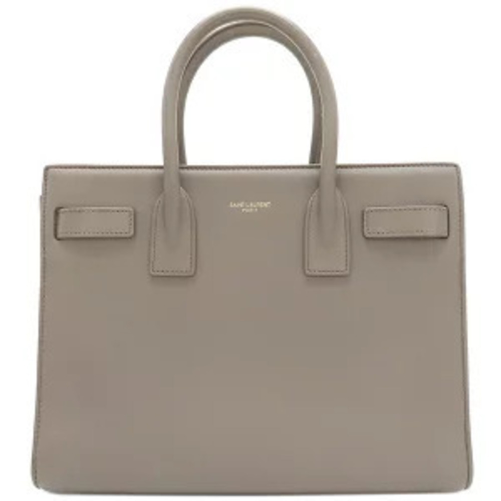 Saint Laurent Baby Sac de Jour Bag Greige Gray Beige Handbag Shoulder Padlock